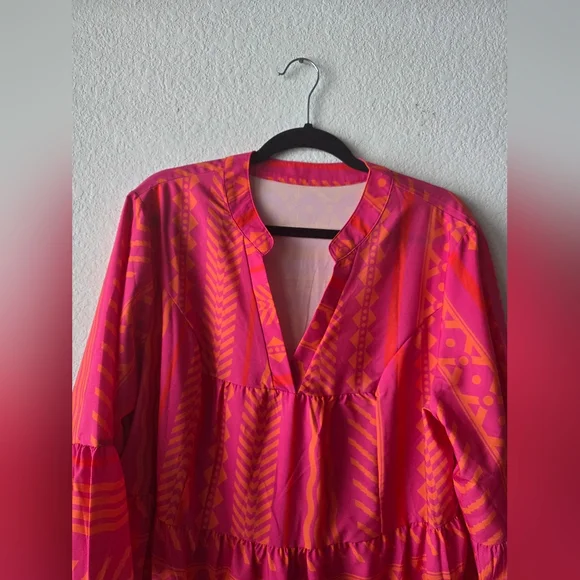 SHEIN Pink and Orange Aztec CHIC Patterned Dress - Picture 3 of 8